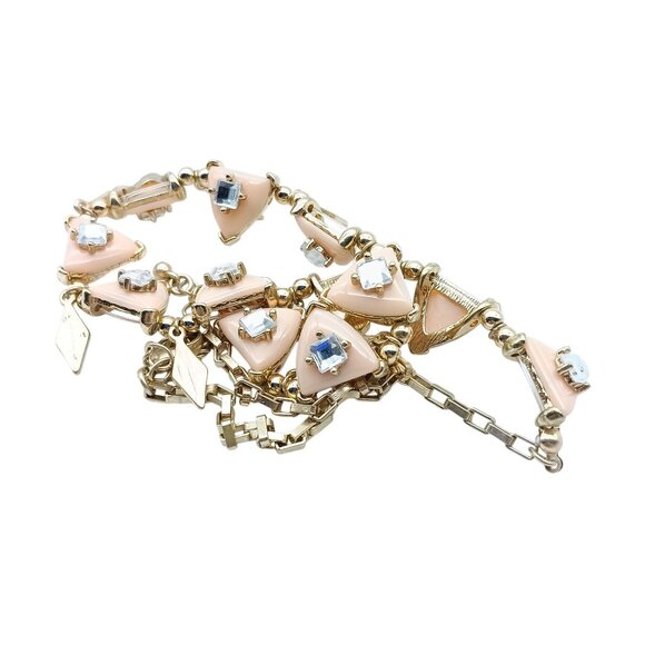 J Crew Vintage Bib Necklace with Pink Enamel & Rhinestone Accents - Picture 4 of 4